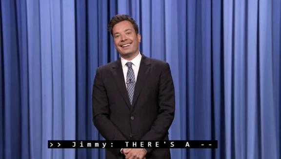 Screenshot of The Tonight Show Starring Jimmy Fallon television broadcast. Captions display on the image